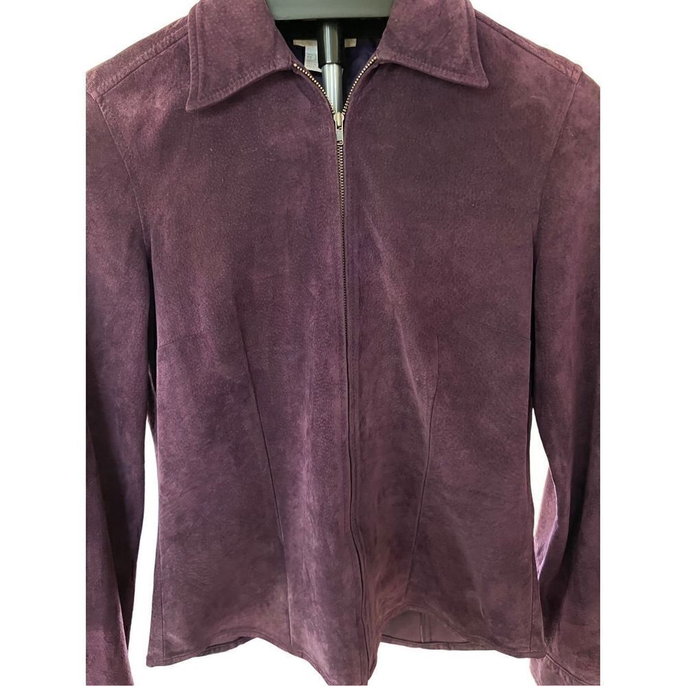 Jones New York Women’s Leather Suede Jacket Sport Purple